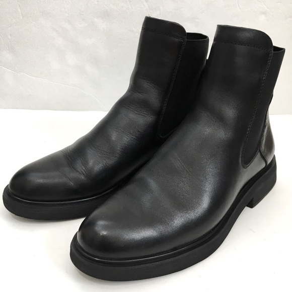 Franco Sarto Shoes - Franco Sarto Brood Black Leather Chelsea Pull On Ankle Boots